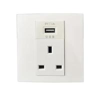 Placa de Pared de Red LAN CAT6 RJ45 HDMI2.0 con Enchufe de alimentación, Panel de Toma de Corriente F, Marco de Pared for TV Digital U de 86 mm(Charging USB)