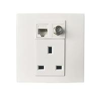 Placa de Pared de Red LAN CAT6 RJ45 HDMI2.0 con Enchufe de alimentación, Panel de Toma de Corriente F, Marco de Pared for TV Digital U de 86 mm(RJ45 with DTV)