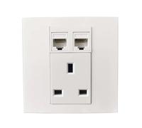 Placa de Pared de Red LAN CAT6 RJ45 HDMI2.0 con Enchufe de alimentación, Panel de Toma de Corriente F, Marco de Pared for TV Digital U de 86 mm(RJ45x2)