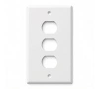 Placa de pared de triple salida de 1 banda, placa de cubierta de receptáculo de 3 tomas, tamaño mediano, 12,67 cm x 8,36 cm, placa frontal de repuesto para toma de corriente eléctrica, color blanco, 1
