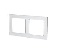 Placa de pared de vidrio con 2 llaves, color plateado, ideal para instalaciones eléctricas y decoración moderna.
