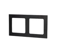 Placa de pared de vidrio negra de 2 llaves, diseño elegante y moderno, ideal para interruptores en interiores y mejora estética de espacios.