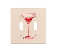 Placa de pared de vidrio rojo minimalista con diseño de línea de arte de doble banda, tamaño estándar, 11,4 x 11,4 cm