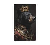 Placa de pared decorativa con diseño de oso negro en atuendo real con corona ornamentada de un solo toque, 1 banda para cocina, baño, tamaño 11,4 x 7 cm