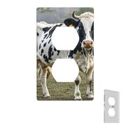 Placa de pared decorativa de vaca manchada, cubierta de tomacorriente, 1 placa de interruptor de banda, placas de interruptor de luz, cubierta de enchufe para dormitorio, cubierta de interruptor de