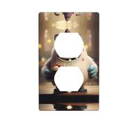 Placa de pared decorativa dúplex para receptáculo eléctrico, interruptor de luz, placa frontal de calidad para decoración del hogar, 4.5 x 2.75 pulgadas, el pequeño monstruo sosteniendo el pastel