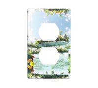 Placa de pared decorativa dúplex para receptáculo eléctrico, placa frontal de calidad para decoración del hogar, 4.5 x 2.75 pulgadas, imagen de paisaje suspendida