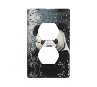 Placa de pared decorativa dúplex para receptáculo eléctrico, placa frontal de calidad para decoración del hogar, 4.5 x 2.75 pulgadas, panda en el bambú impreso