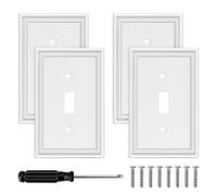 Placa de pared decorativa moderna blanca para interruptor de luz, cubierta de interruptor basculante, placas de pared de material de fibra de bambú, placas de pared para cocina y baño (1 pandilla, palanca individual, paquete de 4)