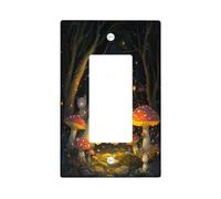 Placa de pared decorativa para interruptor de luz con diseño de fantasmas de Halloween, 1 banda, selva mágica de hongos, placa frontal eléctrica para cocina, baño, decoración de cubierta de