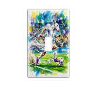 Placa de pared decorativa para interruptor de luz con diseño de perro Bull Terrier de fútbol 2026, 1 banda, interruptor único, día de partido, cachorro, regate, pasado, placa frontal eléctrica con