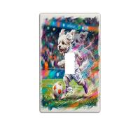 Placa de pared decorativa para interruptor de luz con diseño de perro maltés de fútbol 2026, 1 banda, interruptor único, día de partido, cachorro, regate, pasado, placa frontal eléctrica con impresión