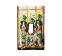 Placa de pared decorativa para interruptor de luz con diseño de perro pastor australiano del día de San Patricio, 1 interruptor, ventana divertida para cachorros, placa frontal eléctrica con estampado