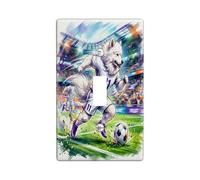 Placa de pared decorativa para interruptor de luz con diseño de perro samoyedos de fútbol 2026, 1 banda, interruptor único, día de partido, cachorro, regate, pasado, placa frontal eléctrica con