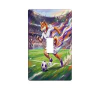 Placa de pared decorativa para interruptor de luz con diseño de perro Shiba Inu de fútbol 2026, 1 banda, interruptor único, día del partido, cachorro, regate, pasado, placa frontal eléctrica con