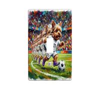 Placa de pared decorativa para interruptor de luz con diseño de perro Yorkie de fútbol 2026, 1 banda, interruptor único, día de partido, cachorro, regate, pasado, placa frontal eléctrica con impresión