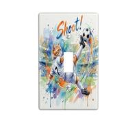 Placa de pared decorativa para interruptor de luz de gato exótico de pelo corto de fútbol, 1 banda, palanca única, para el día del partido, gatito, voleibol, disparo, placa frontal eléctrica deportiva
