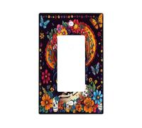 Placa de pared decorativa para interruptor de luz de Halloween con diseño de calavera de azúcar, 1 banda, estilo mexicano, divertido esqueleto, placa frontal eléctrica del Día de los Muertos para