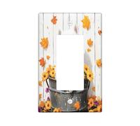 Placa de pared decorativa para interruptor de luz de perro samoyedo otoñal, 1 banda, balancín individual, placa frontal eléctrica de hojas de flores de madera otoñal para cocina, baño, decoración de