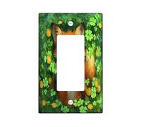 Placa de pared decorativa para interruptor de luz de zorro del día de San Patricio, 1 banda, divertida placa de interruptor eléctrica de animales de trébol para habitación, placa de interruptor de