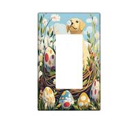 Placa de pared decorativa para interruptor de luz, diseño de perro labrador retriever de primavera, Pascua, 1 banda, huevos divertidos, cachorro de campo, placa frontal eléctrica con estampado de