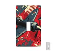 Placa de pared decorativa para toma de corriente, cubierta de interruptor de luz de avión de la Guerra Mundial, 1 placa de interruptor de banda, placas frontales eléctricas, tamaño estándar, placa de