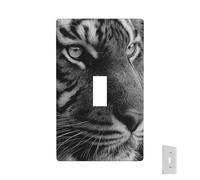 Placa de pared decorativa para toma de corriente, cubierta de interruptor de luz de tigre blanco y negro, 1 placa de interruptor de banda, placas frontales eléctricas, tamaño estándar, placa de pared