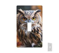 Placa de pared decorativa para toma de corriente, diseño de búho, animales salvajes, 1 placa de interruptor de banda, placas frontales eléctricas, tamaño estándar, placa de pared para cocina y