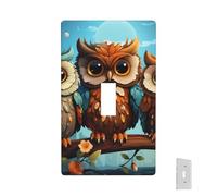Placa de pared decorativa para toma de corriente, diseño de búhos en una rama, 1 placa de interruptor de banda, placas frontales eléctricas, tamaño estándar, placa de pared para cocina y dormitorio