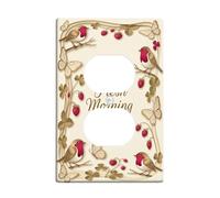 Placa de pared dúplex con diseño de pájaro, primavera, naturaleza, mariposa, fresa, primavera, beige, plástico, tamaño estándar, para tomas de corriente para nuevo apartamento, hogar, dormitorio