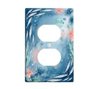 Placa de pared dúplex con diseño de peces, burbujas de coral subacuáticas de verano, plástico, tamaño estándar, doble toma de corriente, para sala de estar, dormitorio, decoración de oficina en casa