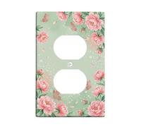 Placa de pared dúplex con diseño de peonía, diseño floral romántico, diseño de mariposa, hoja de primavera, plástico, tamaño estándar, doble toma de corriente, para decoración de apartamentos, hogar
