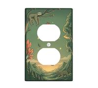 Placa de pared dúplex con diseño de perezoso, hojas de oso de otoño, plástico, tamaño estándar, doble toma de corriente para el hogar, sala de estar, decoración de apartamento nuevo