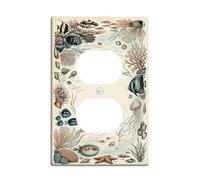 Placa de pared dúplex coral, diseño de medusas de peces naturales marinos, tamaño estándar, tamaño estándar, doble toma de corriente, para dormitorio, baño, cocina, entrada, decoración
