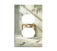 Placa de pared dúplex de bambú para baño, placa de pared minimalista natural, piedra verde, plástico, tamaño estándar, placas de pared para enchufes eléctricos para nuevo apartamento, hogar