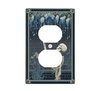 Placa de pared dúplex de esqueleto para baño, diseño gótico de flores vintage, gotas de agua, Halloween, plástico, tamaño estándar, doble toma de corriente, para decoración del hogar, sala de estar