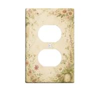 Placa de pared dúplex de flores, jarrón de mariposa rústico vintage, primavera verde pastel, placas de pared de plástico de tamaño estándar para enchufes eléctricos para el hogar, sala de estar