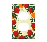 Placa de pared dúplex de granada para cocina, hojas naranjas naturales otoñales, placas de pared de plástico rojo otoñal tamaño estándar para tomas de corriente para sala de estar, dormitorio