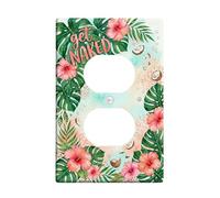 Placa de pared dúplex de hibisco para baño, acuarela tropical, coral Monstera, verano, plástico, tamaño estándar, placas faciales para enchufes eléctricos para nuevo apartamento, hogar, dormitorio