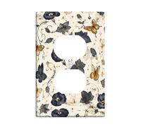 Placa de pared dúplex de mariposa, diseño floral elegante de flores de vid primaveral, tamaño estándar, doble toma de corriente, para decoración de apartamento, hogar, dormitorio, oficina