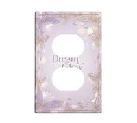 Placa de pared dúplex de mariposa, elegante diseño de flores de burbujas, lavanda, tamaño estándar, doble toma de corriente, para decoración del hogar, sala de estar, dormitorio, baño