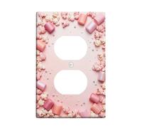 Placa de pared dúplex de palomitas de maíz, cilindros juguetones, estrellas, primavera, melocotón, plástico, tamaño estándar, doble toma de corriente, para decoración de apartamentos, hogar