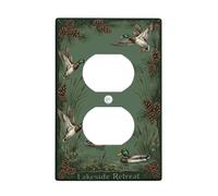 Placa de pared dúplex de pato, diseño de piñas rústicas, hierba, otoño, plástico, tamaño estándar, doble toma de corriente, para decoración de apartamentos, hogar, dormitorio, oficina