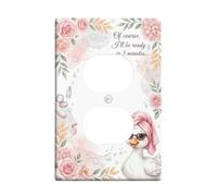 Placa de pared dúplex de pato para baño, diseño floral de hoja de rosa, melocotón, tamaño estándar, placas de pared para tomas eléctricas para el hogar, sala de estar, dormitorio, decoración de