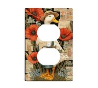 Placa de pared dúplex de pato para baño, diseño rústico de amapola, trigo, otoño, plástico, tamaño estándar, doble toma de corriente, para decoración del hogar, sala de estar, dormitorio, apartamento
