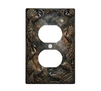 Placa de pared dúplex de pavo real, reloj de engranajes vintage steampunk, sin bronce, tamaño estándar, doble toma de corriente, para decoración del hogar, sala de estar, dormitorio, baño