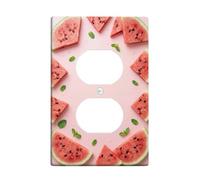 Placa de pared dúplex de sandía para cocina, fondo de menta tropical de verano, melocotón, plástico, tamaño estándar, doble toma de corriente para apartamento, hogar, dormitorio, oficina
