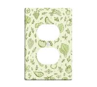 Placa de pared dúplex de verduras, hojas de frutas naturales rústicas, de plástico, tamaño estándar, doble toma de corriente, para decoración de apartamentos, hogar, dormitorio, oficina