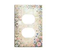 Placa de pared dúplex floral para baño, diseño vintage, mariposa, abeja, primavera, pastel, melocotón, plástico, tamaño estándar, doble toma de corriente, para decoración de apartamento, hogar