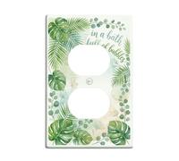 Placa de pared dúplex para baño, diseño de hojas de helecho tropical, color verde verano, tamaño estándar, doble toma de corriente, para decoración del hogar, sala de estar, dormitorio, apartamento